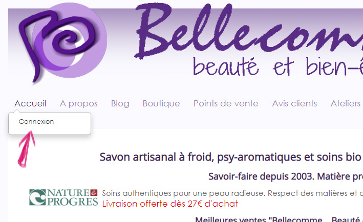 Connexion au site Belelcomme, savons bio et naturel