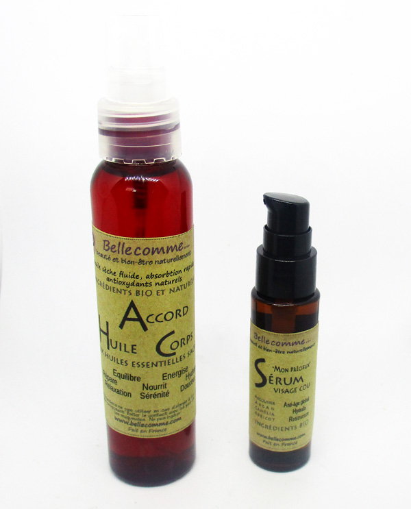 Huile corps Accord bio énergisante et équilibrante et sérum anti-âge bio et naturel
