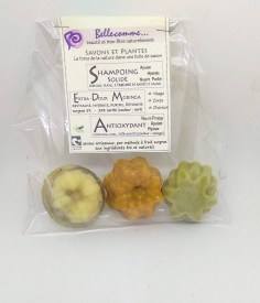 Coffret 2 savons bio et naturels et 1 shampoing solide
