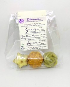 Coffret 2 savons bio et naturels et 1 shampoing solide
